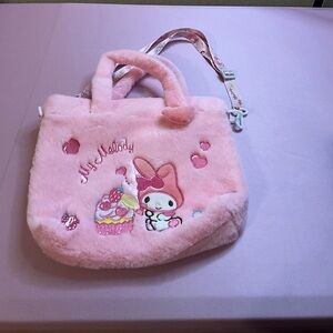 Hello Kitty Pink My Melody plush crossbody tote bag